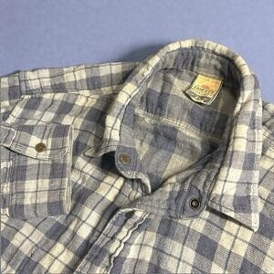 Mens Faherty Reversible Flannel Shirt XL Blue Plaid Button Front